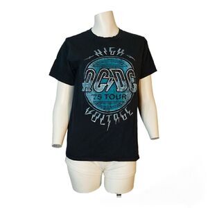 Woman's AC/DC Graphic Short Sleeve Black Tee Shirt